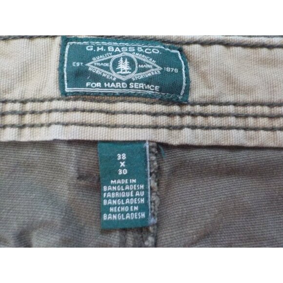G.H. Bass Men's Heavy Duty Straight Leg Canvas Jeans Size 38 x 28 Olive Green - Picture 4 of 4